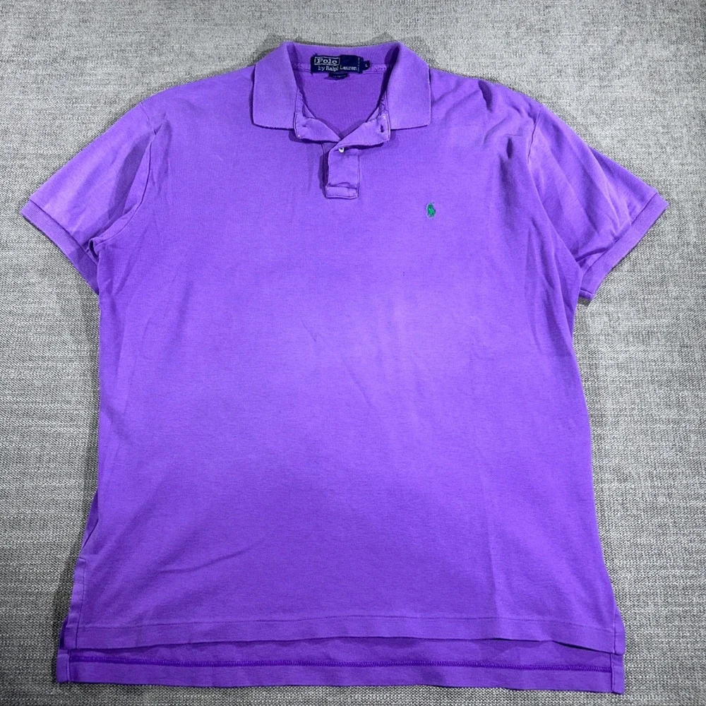 Polo Ralph Lauren Polo Shirt Mens L Purple Good Short Sleeve Embroidered Pony